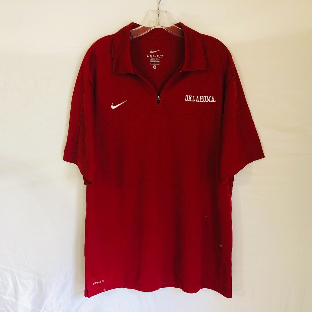 Oklahoma Sooners OU Nike Dri-Fit Zip Polo Shirt Men's‎ Size Large